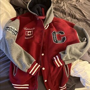 Canada Varsity Bomber Jacket - Red and Gray